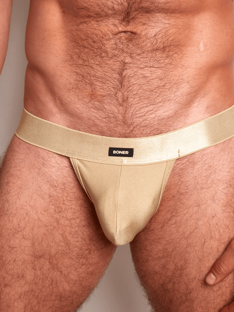 Bóxer Brief dos partes en microfibra destellante para hombre | BONER - Dorado