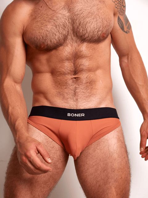 Bóxer Brief sobrepuesto en nylon para hombre | BONER - Naranja