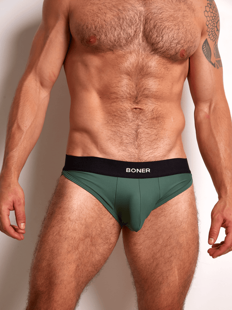 Bóxer Brief sobrepuesto en nylon para hombre | BONER - Verde
