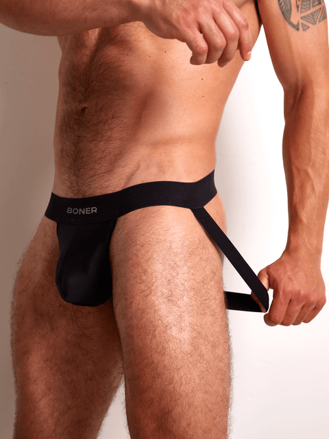 Jockstrap clásico en nylon para hombre | BONER - Negro