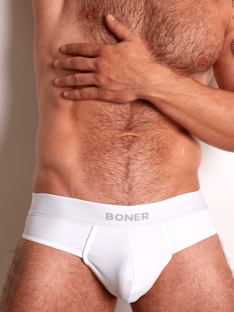 Tanga clásica en nylon para hombre | BONER - Blanco
