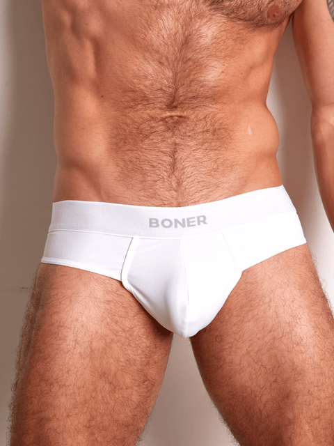 Tanga clásica en nylon para hombre | BONER - Blanco