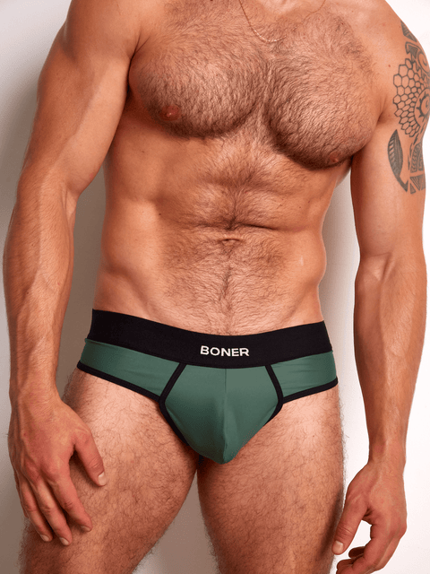 Tanga clásica en nylon para hombre | BONER - Verde