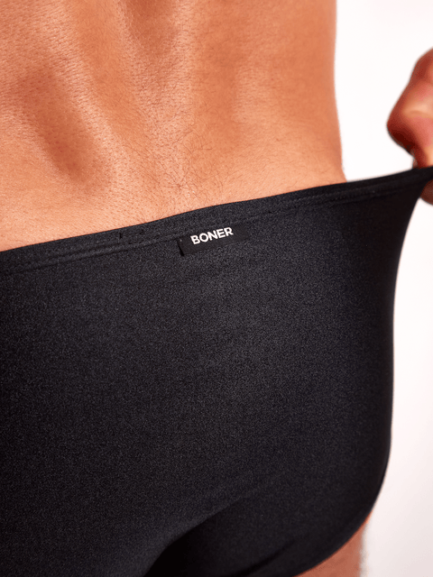 Tanga clásica en microfibra destellante para hombre | BONER - Negro