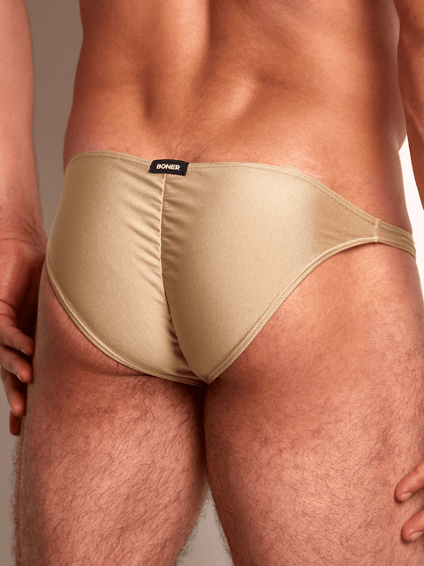 Tanga con soporte extra en microfibra destellante para hombre | BONER - Dorado