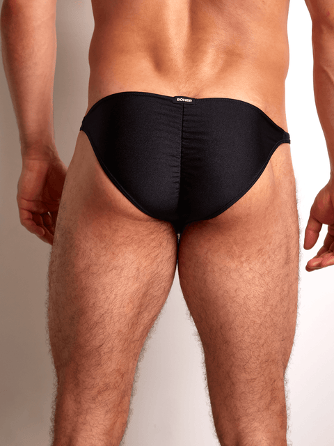 Tanga con soporte extra en microfibra destellante para hombre | BONER - Negro