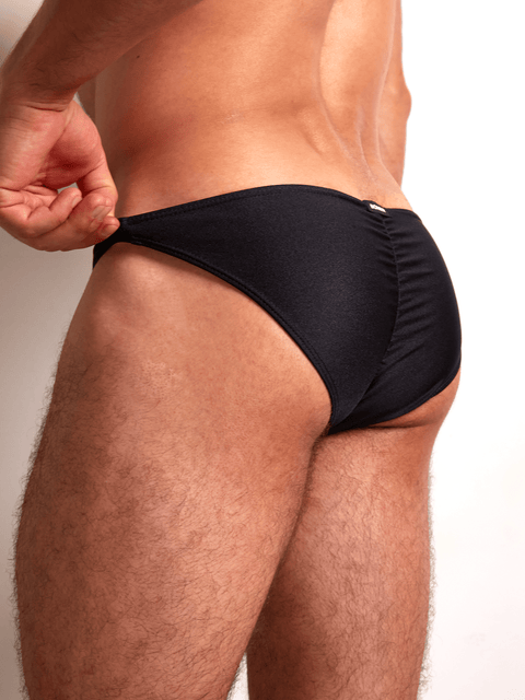 Tanga con soporte extra en microfibra destellante para hombre | BONER - Negro